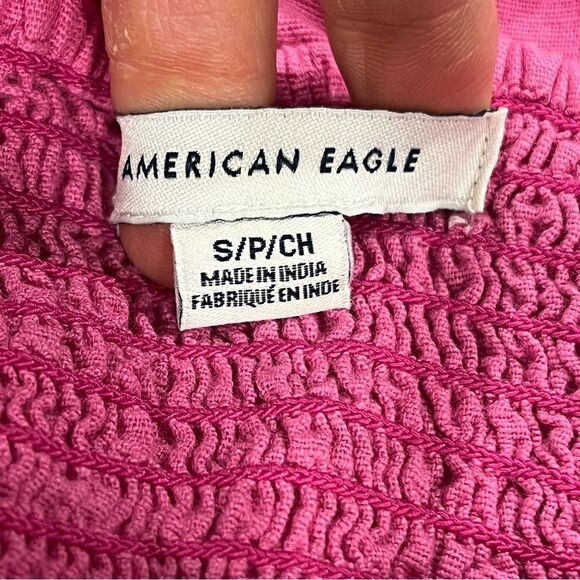 American Eagle AE Pink Wrap Button Front Mini Dress Linen Blend - Picture 9 of 14